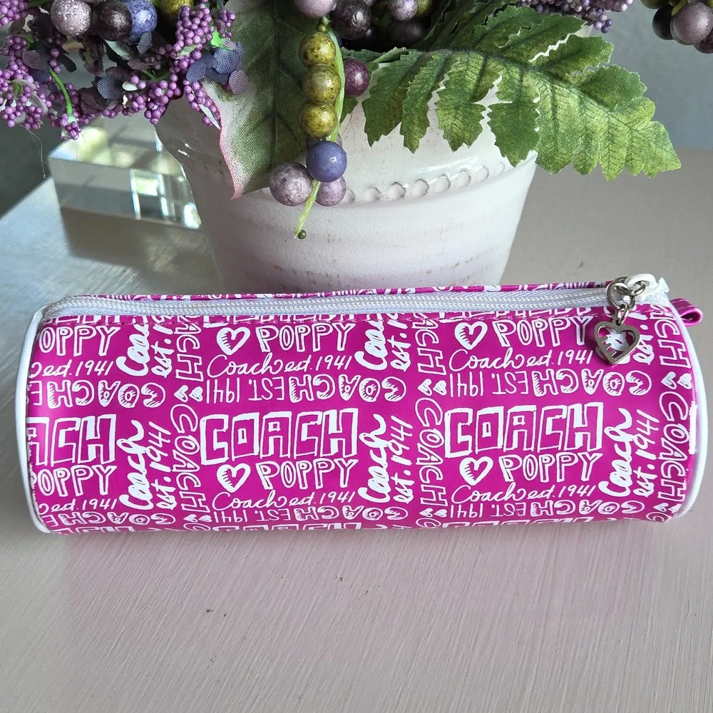 COACH Pink Poppy Graffiti Pencil Case - Picture 1 of 9